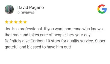5 star google review: caribou comfort hvac service